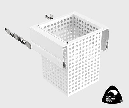 Tanova Designer Series Pull Out Soft Close  Laundry Basket  600mm Cabinet 1x100L Steel Basket White