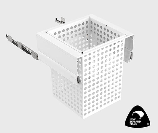 Tanova Designer Series Pull Out Soft Close  Laundry Basket  600mm Cabinet 1x100L Steel Basket White