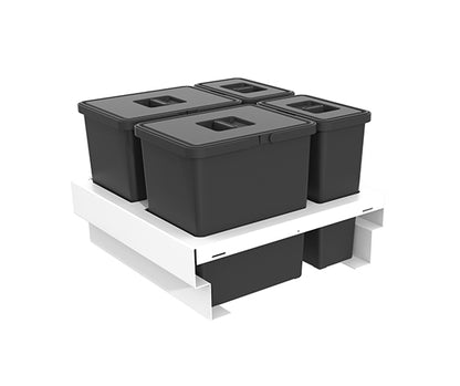 Tanova Pull Out Kitchen Bin 600mm Cab - Drawer Insert Frame & Buckets White and Charcoal