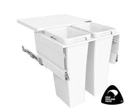 Tanova Designer Series  Pull Out Soft Close Kitchen Waste Bin  600mm 2 Large Bins -White and Charcoal