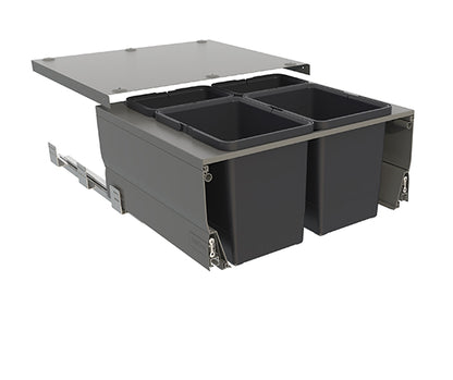 Tanova Designer Series  Pull Out Soft Close Kitchen Waste Bin 600mm Cabinets - 2 Lg & 2 Sml Bins Charcoal