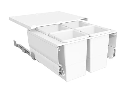 Tanova Designer Series  Pull Out Soft Close Kitchen Waste Bin 600mm Cabinets -4 Medium Bins-White and Charcoal