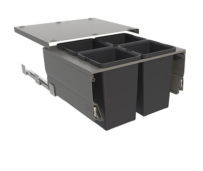 Tanova Designer Series  Pull Out Soft Close Kitchen Waste Bin 600mm Cabinets -4 Medium Bins-White and Charcoal