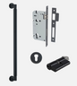 Iver Berlin Pull Handle 9443 Centre to Centre 450mm Matt Black - Pull Handle Single ,Entrance Kit Thumb 5 Pin and Entrance Dual Function 5 Pin