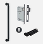 Iver Berlin Pull Handle 9443 Centre to Centre 450mm Matt Black - Pull Handle Single ,Entrance Kit Thumb 5 Pin and Entrance Dual Function 5 Pin