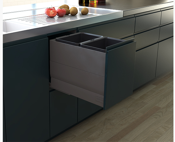 Tanova NZ Designer Soft Close Kitchen Bin - 800mm, 600mm,450mm,400mm,350mm,300mm Cabinet - 4 x 18Litre ,4 x 10Litre ,2 x 24Litre ,2 x 18Litre ,2 x 15Litre & 2 x 10Litre – Grey