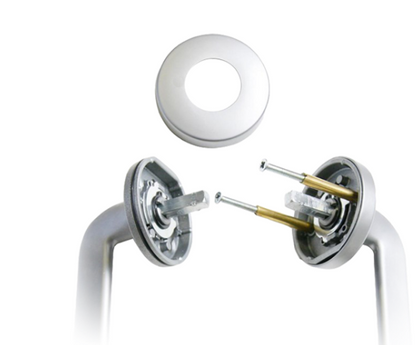 ASSA ABLOY 28 HAKEA VELOCITY 63MM ROSE ROSE PASSAGE ,PRIVACY & DUMMY HALF SET SATIN CHROME