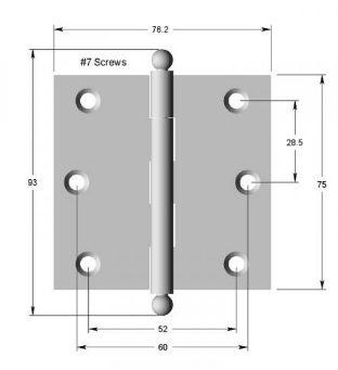 Lohala Hinge Brass 75mm x 75mm x 2.5mm Loose Pin Available in 4 Colours : Brushed Nickel ,Bronze ,Polished Brass & Satin Chrome