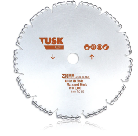 Tusk Heavy Duty VB All Cut Blades - 125mm x 1.4 x 3 x 7T x 22.23 ,180mm x 1.8 x 3 x 10T x 22.23 & 230mm x 1.8 x 3 x 13T x 22.23