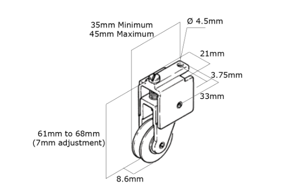 HENDERSON ADJUSTABLE ROLLER AL DOORS 50KG DP
