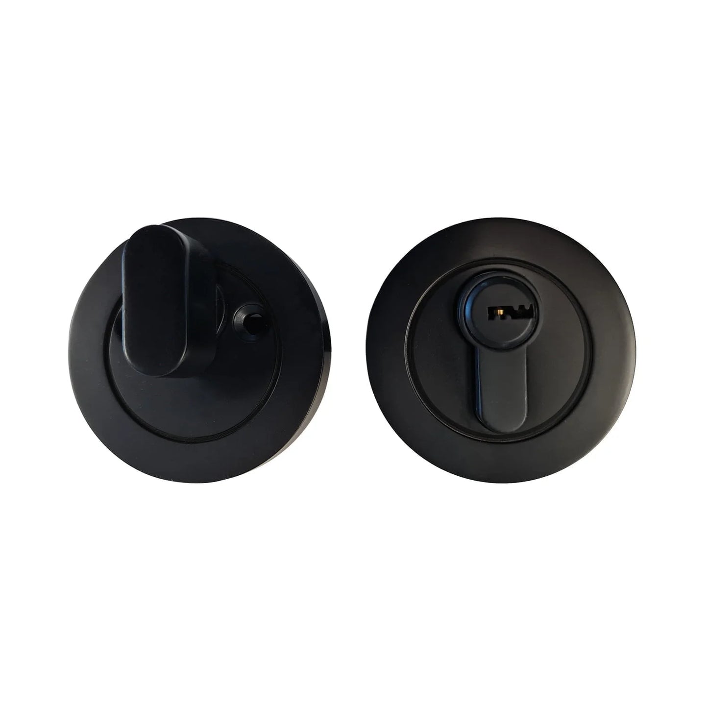 MILES NELSON ENTRANCE DOOR URBAN EURO KEY & TURN LOCK ROUND SATIN NICKEL AND MATT BLACK FINISH
