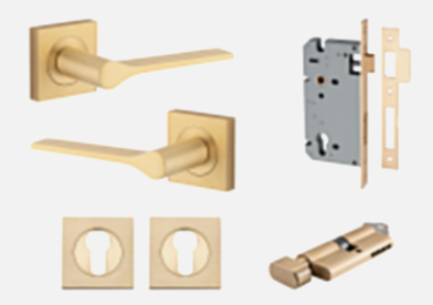 Iver Como Door Lever 0435 Square Rose Brushed Chrome - Passage ,Privacy & Entrance