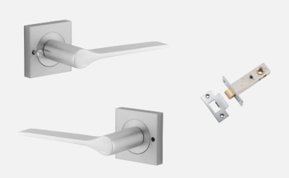 Iver Como Door Lever 0435 Square Rose Brushed Chrome - Passage ,Privacy & Entrance