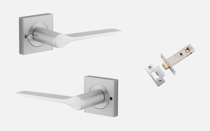 Iver Como Door Lever 0435 Square Rose Brushed Chrome - Passage ,Privacy & Entrance