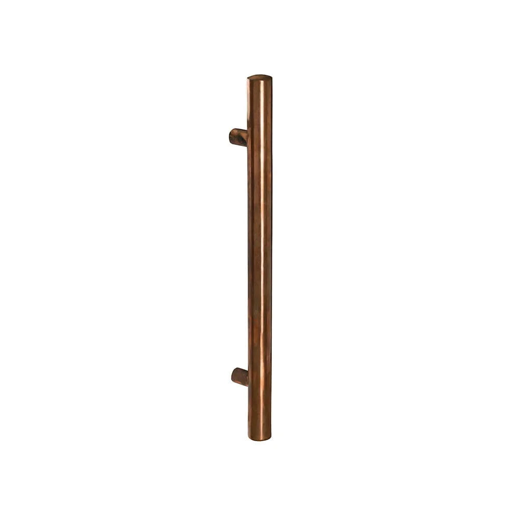 MILES NELSON ENTRANCE DOOR COPPER PULL HANDLES 600MM NATURAL FINISH (PAIR) ROUND AND SQUARE