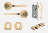 Iver Annecy Door Lever 0451 Round Rose Brushed Brass - Passage ,Privacy & Entrance