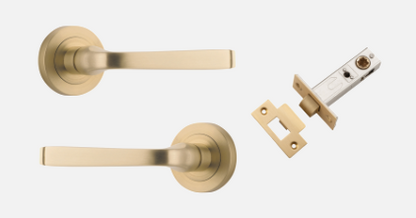 Iver Annecy Door Lever 0451 Round Rose Brushed Brass - Passage ,Privacy & Entrance