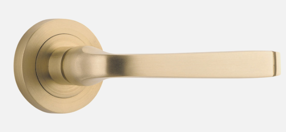 Iver Annecy Door Lever 0451 Round Rose Brushed Brass - Passage ,Privacy & Entrance
