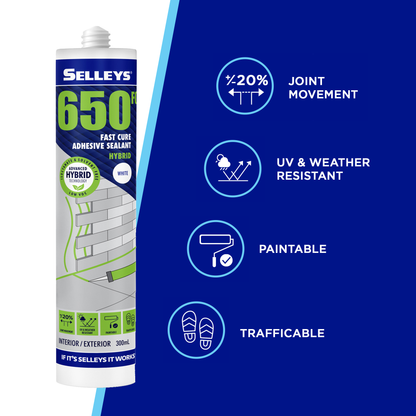 Selleys 650FC Fast Cure Adhesive Sealant 300ml - Box of 12 Cartridge or sausage