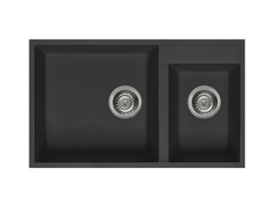 BURNS & FERALL ELLECI QUADRA GRANITEK ELGQ440-40 DOUBLE UNDERMOUNT & TOP MOUNT FULL BLACK
