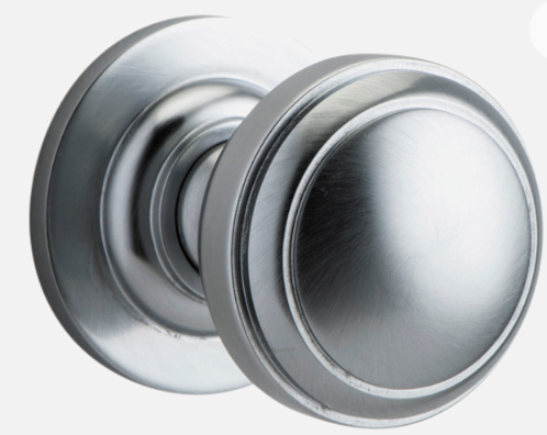 Iver Paddington Door Knob 0215 Round Rose Brushed Chrome - Passage kit , privacy kit & Entrance Kit (Dual Function 5 pin and Key Thumb 6 Pin)