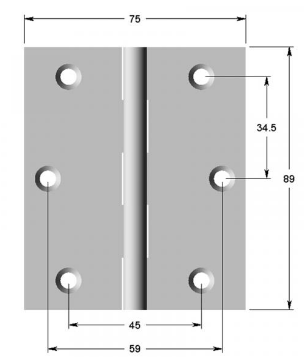 Lohala Hinge Brass 89mm x 75mm x 2.5mm Fixed Pin - Available in 3 Colours : Brushed Nickel ,Bronze & Polished Brass