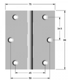 Lohala Hinge Brass 89mm x 75mm x 2.5mm Fixed Pin - Available in 3 Colours : Brushed Nickel ,Bronze & Polished Brass