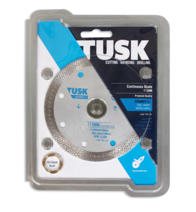 Tusk Heavy Duty Continuous Tile Blades - 105mm x 1.2/0.8 x 10 x 22.23 ,115mm x 1.2/0.8 x 10 x 22.23 ,125mm x 1.2/0.8 x 10 x 22.23 &  180mm x 1.6/1.2 x 10 x 22.23