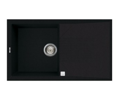 BURNS & FERALL ELLECI TEKNO GRANITEK INSERT FULL SINGLE UNDERMOUNT AND  SINK + DRAINER  BLACK & WHITE