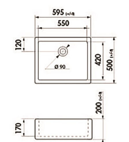 BURNS & FERALL CHAMBORD CLOTAIRE I ,II & III - WHITE CERAMIC SINGLE ( 595x500mm ) ,DOUBLE ( 800x500mm )  & THIRD WITH TAP LANDING ( 315+510mm ) BUTLER SINK