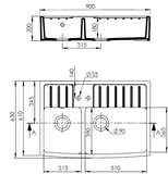 BURNS & FERALL CHAMBORD CLOTAIRE I ,II & III - WHITE CERAMIC SINGLE ( 595x500mm ) ,DOUBLE ( 800x500mm )  & THIRD WITH TAP LANDING ( 315+510mm ) BUTLER SINK