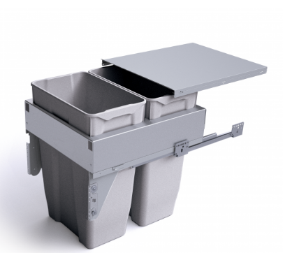 Sige Italian Premium Range Hanging Bin Cabinet Width 450mm ,500mm & 600mm ,Height 480mm ,Capacity ( 30 + 30 litres ) Grey Frame