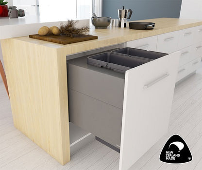 Tanova Designer Series 2 Pull Out Soft Close Push to Open Kitchen Waste Bin  700mm 2 Buckets  -White and Charcoal