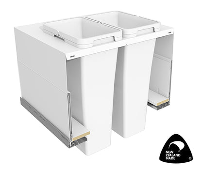 Tanova Designer Series 2 Pull Out Soft Close Push to Open Kitchen Waste Bin  700mm 2 Buckets  -White and Charcoal