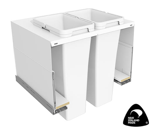 Tanova Designer Series 2 Pull Out Soft Close Push to Open Kitchen Waste Bin  700mm 2 Buckets  -White and Charcoal