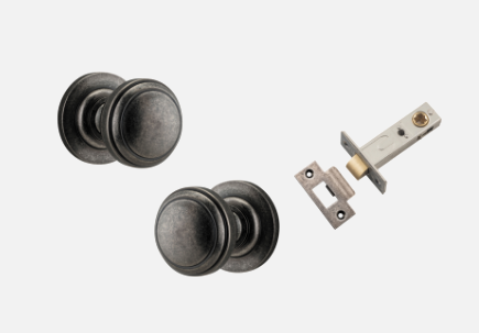 Iver Paddington Door Knob 0217 Round Rose Distressed Nickel - Passage kit , privacy kit & Entrance Kit (Dual Function 5 pin and Key Thumb 6 Pin)
