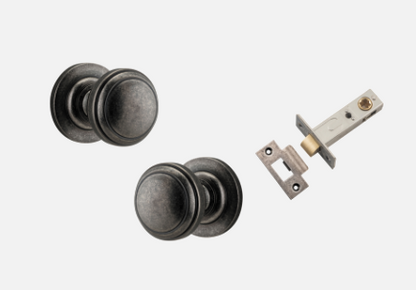 Iver Paddington Door Knob 0217 Round Rose Distressed Nickel - Passage kit , privacy kit & Entrance Kit (Dual Function 5 pin and Key Thumb 6 Pin)