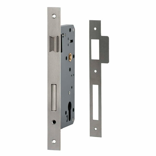 MILES NELSON ENTRANCE DOOR EURO MORTICE LOCK  45MM & 60MM BACK SET STAINLESS STEEL