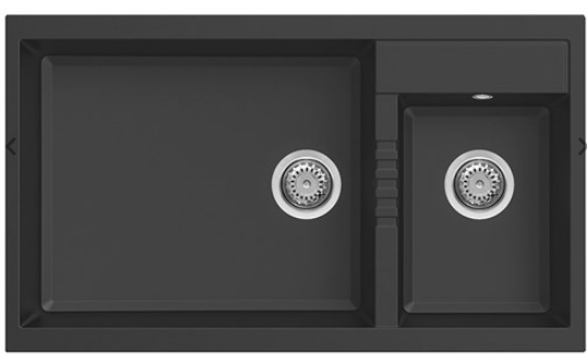 BURNS & FERALL ELLECI SQUARE, UNDERMOUNT & TOPMOUNT 525 + 250MM DOUBLE BOWL SINK BLACK