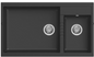BURNS & FERALL ELLECI SQUARE, UNDERMOUNT & TOPMOUNT 525 + 250MM DOUBLE BOWL SINK BLACK