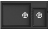 BURNS & FERALL ELLECI SQUARE, UNDERMOUNT & TOPMOUNT 525 + 250MM DOUBLE BOWL SINK BLACK