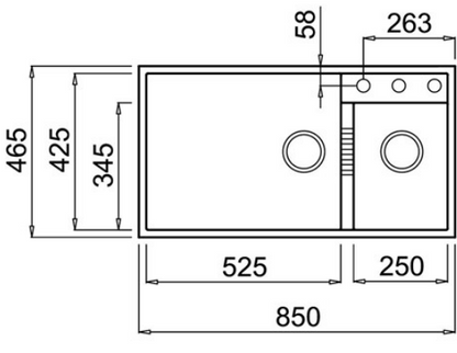 BURNS & FERALL ELLECI SQUARE, UNDERMOUNT & TOPMOUNT 525 + 250MM DOUBLE BOWL SINK BLACK