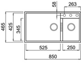 BURNS & FERALL ELLECI SQUARE, UNDERMOUNT & TOPMOUNT 525 + 250MM DOUBLE BOWL SINK BLACK