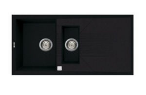 BURNS & FERALL ELLECI TEKNO ( DUAL BOWL ) & UNICO ( SINGLE BOWL ) GRANITEK  WITH DRAINER INSERT FULL BLACK