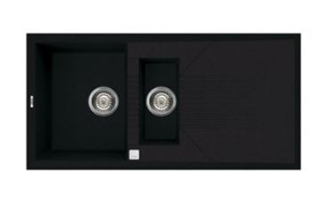 BURNS & FERALL ELLECI TEKNO ( DUAL BOWL ) & UNICO ( SINGLE BOWL ) GRANITEK  WITH DRAINER INSERT FULL BLACK
