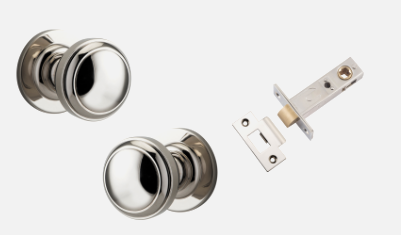 Iver Paddington Door Knob 0218 Round Rose Polished Nickel  - Passage kit ,Privacy kit & Entrance Kit (Dual Function 5 pin and Key Thumb 6 Pin)