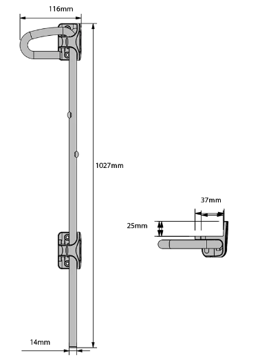 D&D Technologies DD TECH  Q-BOLT 24"(610mm) & 40"(1020mm) NARROWBRACKET FOR METAL BLACK