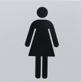 Carbine Australia Female & Male Toilet Sign - Black on Silver 150mm x 150mm Display