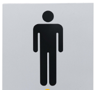 Carbine Australia Female & Male Toilet Sign - Black on Silver 150mm x 150mm Display