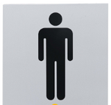 Carbine Australia Female & Male Toilet Sign - Black on Silver 150mm x 150mm Display